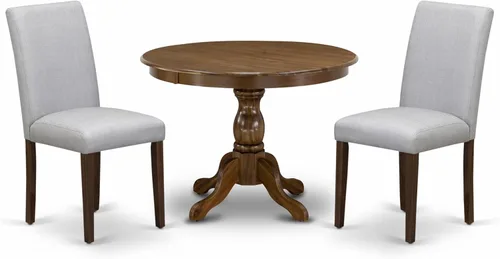 Miniatura 14 de East West Furniture HBAB3-ABK-24 Hartland - Juego de habitación de 3 piezas que contiene una mesa de comedor redonda con pedestal y sillas tapizadas