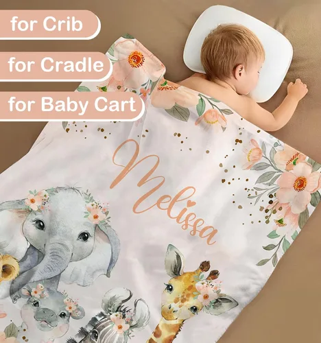 Miniatura 5 de Manta de Bebé Personalizada para Niñas, Manta de Bebé Personalizada con Nombre, Mantas Suaves y Acogedoras Personalizadas con Nombre para Niños