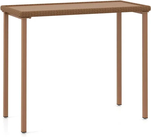 Miniatura 8 de Tangkula Mesa de bar para patio, marco de metal rectangular resistente, mesa de altura de mostrador de 48 pulgadas, para patio trasero, piscina