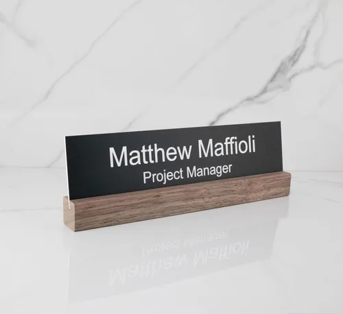 Miniatura 6 de Placa personalizada nombre de oficina con soporte para pared o computadora, 2 x 8, personalizada