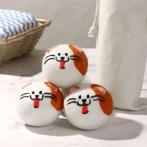 Miniatura 6 de Bolas de secadora reutilizables para lavandería, bolas de lana XL, hechas a mano, lindas bolas de secadora extragrandes, acortan el tiempo