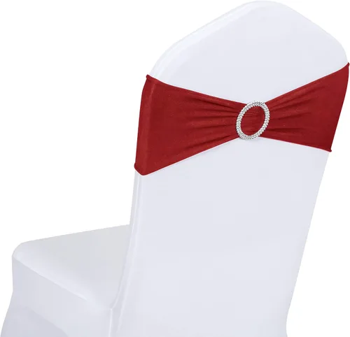 Miniatura 17 de Obstal 10 cintas elásticas de elastano para sillas de recepción de boda, bandas elásticas universales para silla con hebilla deslizante
