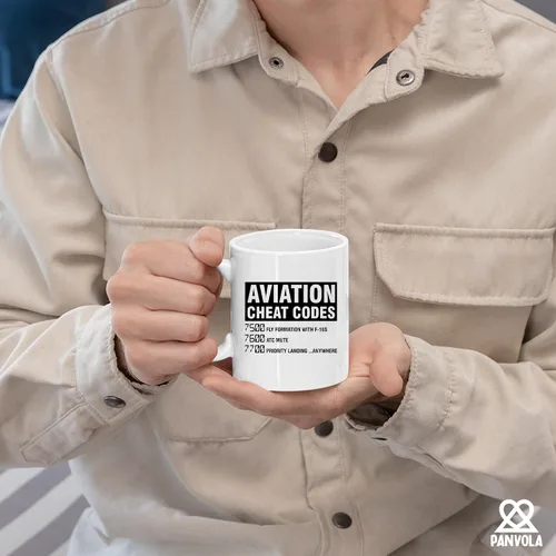 Miniatura 4 de Panvola Aviation Cheat Codes Pilot Airplane Aerospace Student Coffee Taza de cerámica (11 oz)