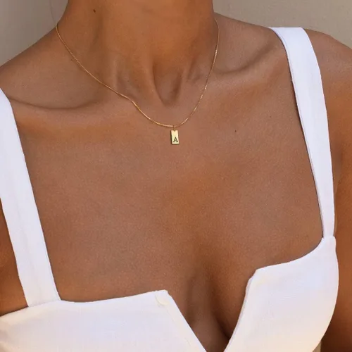 Miniatura 2 de KOHOTA Collares con inicial para mujer, chapado en oro de 14 quilates, collar con letra con nombre, delicado collar con dije de inicial, joyería
