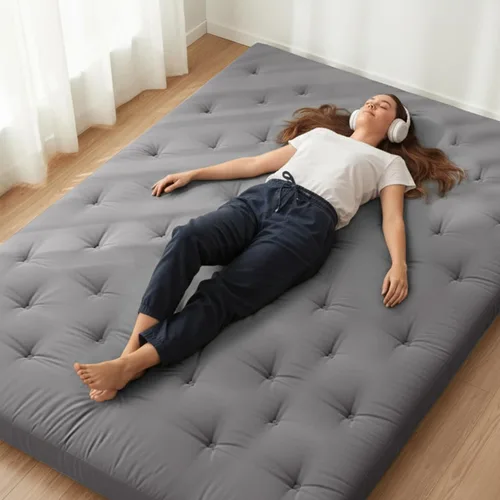 Miniatura 14 de ZonLi Colchón de Futón Japonés para Suelo Tamaño Individual de 75" x 39", Funda 100% Algodón 2.5" Engrosado, Colchón Tatami, Almohadilla Plegable