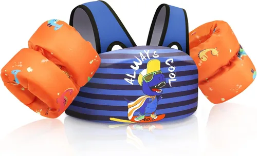 Flotadores de natación para niños de 22 a 66 libras para niños y niñas, chaleco flotador de natación para bebé para piscina con arnés de hombro,