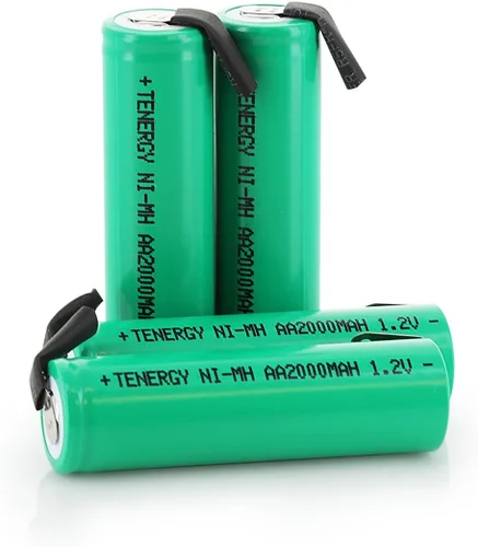 Miniatura 9 de Combo: 4 piezas Tenergy 2000mAh NiMH recargable AA batería plana superior con pestañas para afeitadoras, recortadoras, maquinillas de afeitar y más