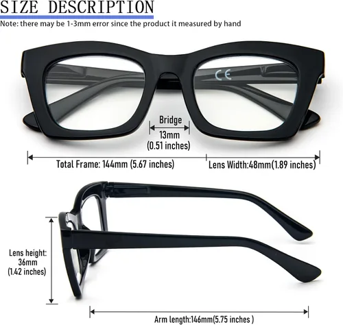 Miniatura 5 de REAVEE Oprah Style - Lentes de lectura para mujer, bloqueo de luz azul, elegantes y de gran tamaño, bisagra de resorte Negro
