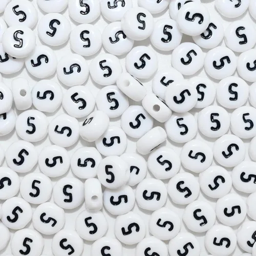 Miniatura 12 de Amaney - 600 cuentas acrílicas blancas de números 0-9, símbolo # corazón con caja de almacenamiento, 0.276 x 0.157 in En caja blanca