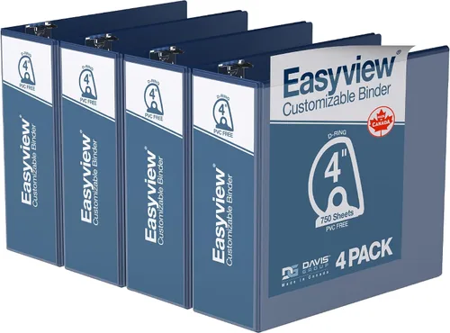 Miniatura 12 de Easyview - Carpetas prémium de 3 anillas con cubiertas transparentes y anillos en D, carpetas para escuela u oficina, 5 pulgadas, paquete de 4