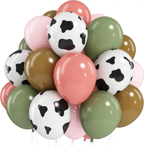 Miniatura 14 de Paquete de 60 globos azul polvoriento dorado, conjunto de globos de látex azul pizarra blanco arena verde azulado turquesa crema beige con confeti