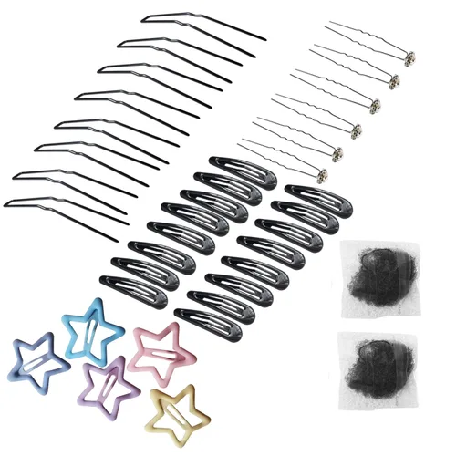 Miniatura 7 de Horquillas para moño ROCST Bobby Pins Clips para ballet mujer niña peluquería salón (2 pulgadas, marrón, 12 piezas) (negro, 2 pulgadas
