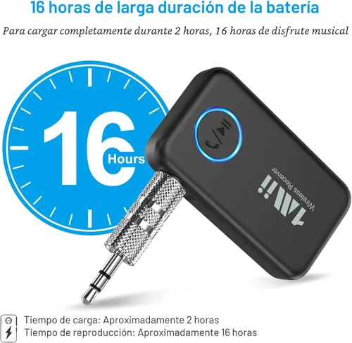 Miniatura 6 de 1Mii Receptor de música Bluetooth 5.3 para estéreo de coche/hogar, adaptador Bluetooth auxiliar para automóvil con control de volumen, soporta
