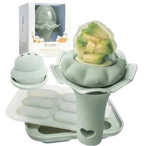 Miniatura 12 de Alimentador de frutas para bebé Moonkie con bandeja para congelador, alimentador de alimentos de silicona libre de BPA para alimentación autónoma