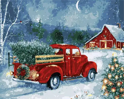 Eiazuiks Pintura por números para adultos. Pintura de Navidad por números para adultos principiantes, pintura de dibujo con 3 pinceles, lienzo de