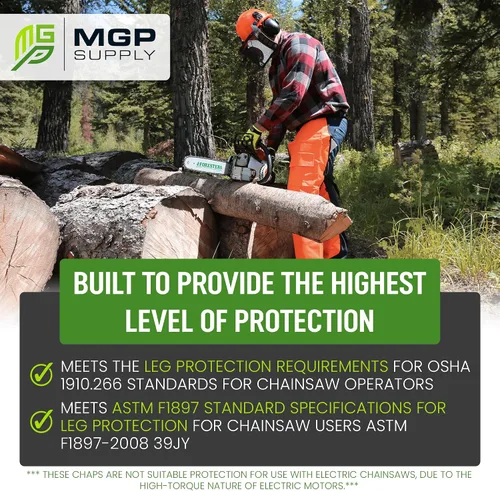 Miniatura 5 de MGP SUPPLY Apron Style Chainsaw Chaps with Pocket & Adjustable Waist Lightweight Class B Protective Safety Equipment