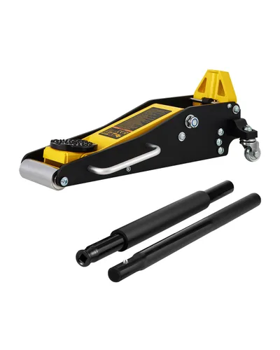 Miniatura 9 de VEVOR Gato de piso de perfil bajo de 1.5 toneladas (3300 libras), elevador de tierra de carreras de aluminio y acero con pistones duales, bomba