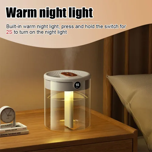 Miniatura 5 de Humidificador, humidificador de escritorio personal USB de 2L con luz nocturna, boquilla doble, humidificador de aire silencioso para el hogar