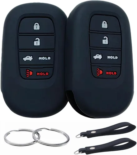 Miniatura 8 de REPROTECTING Funda de goma de silicona para llavero compatible con Honda Accord Civic CR-V Sport SI EX EX-L Touring 2022-2026 (negro/azul, 4 botones)