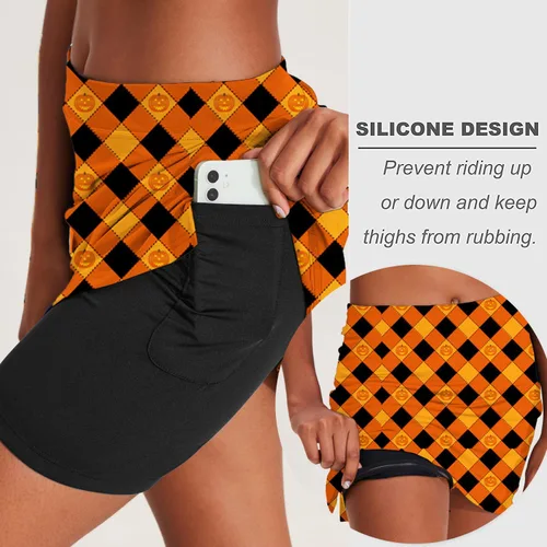 Miniatura 3 de Ekouaer Falda pantalón deportiva para mujer, faldas de golf ligeras, pantalones cortos interiores, con bolsillo, tenis, entrenamiento, deportes