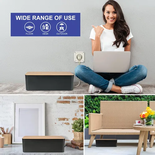 Miniatura 7 de Caja organizadora de cables – Caja organizadora de cables de estilo madera para ocultar cables y tiras de alimentación Caja organizadora de cables