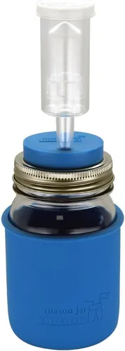 Miniatura 3 de MJL - Vaso de silicona con agujero para popote y tapa de fermentación con banda a prueba de óxido para tarros Mason