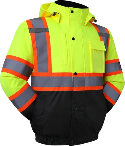 Miniatura 3 de JKSafety Chaqueta bomber de seguridad de alta visibilidad para hombres y mujeres Chaqueta de seguridad de invierno duradera e impermeable