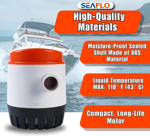 Miniatura 6 de SEAFLO Serie 06 - Bomba de achique sumergible automática de 1100 GPH, 12 V, salida de 2,8 cm, ¡garantía de 4 años! Con interruptor de flotador