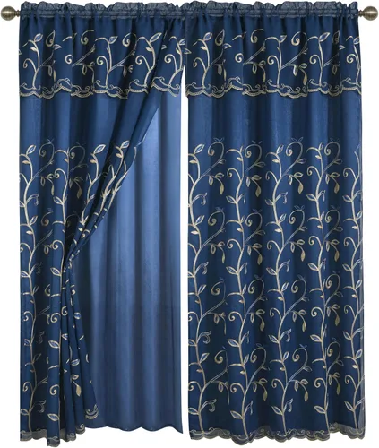 Miniatura 11 de Juego de panel de cortinas Elegant Comfort Luxury para ventanas con cenefa adherida y fondo, de 54" x 84" (juego de 2)