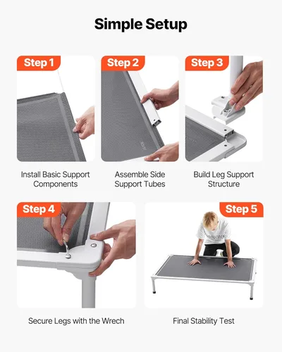 Miniatura 5 de VEVOR Cama elevada a prueba de mordidas para perros, cama portátil elevada con marco de tubo metálico de aluminio y malla transpirable de Textilene