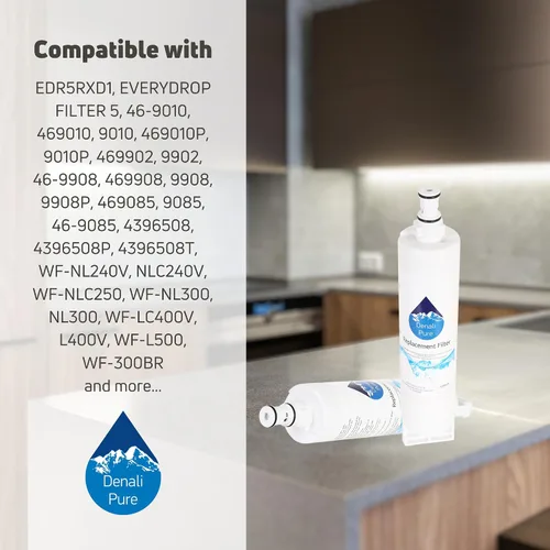 Miniatura 9 de Filtro de agua de repuesto para refrigerador KitchenAid KSRG25FKST17 - Compatible con cartucho de filtro de agua KitchenAid 4396508, 4396509, 4396510