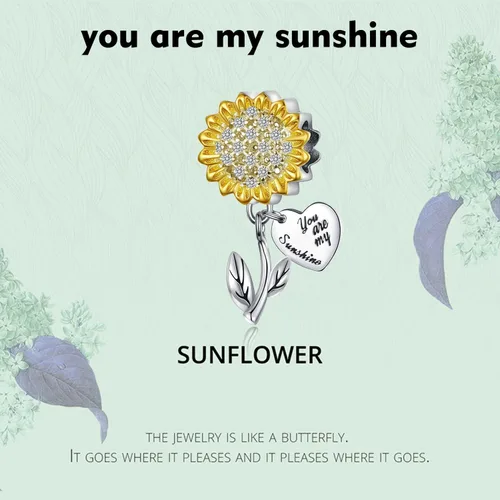 Miniatura 5 de Sunflower Charm Fit for Pandora Charms Bracelet and Necklace You Are My Sunshine Charm Gifts for Women