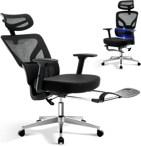 Miniatura 14 de Silla de oficina ergonómica - Silla de escritorio de malla para el hogar con soporte lumbar ajustable, silla de juegos de computadora con respaldo