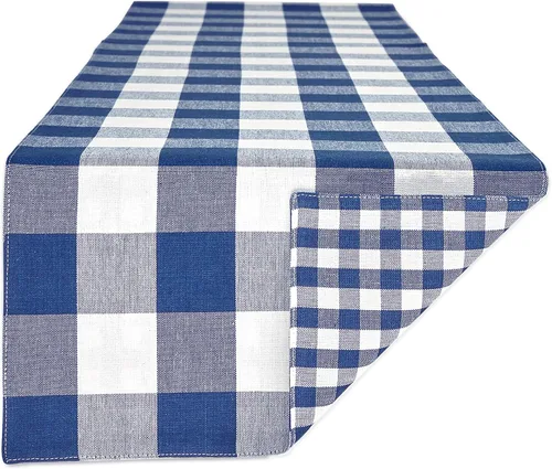 Miniatura 10 de DII Colección de mesa a cuadros Gingham, gris, camino de mesa, 14x72 pulgadas