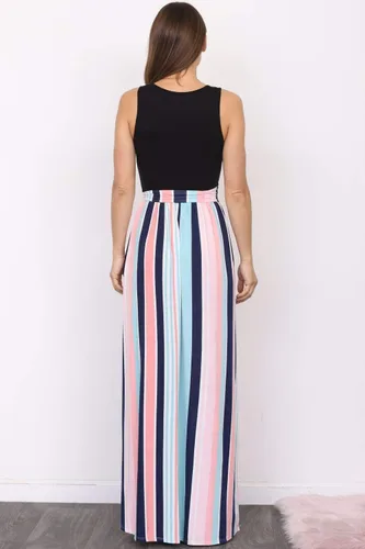 Miniatura 4 de Eloges - Vestido largo sin mangas con faja en contraste para mujer S-3X Plus