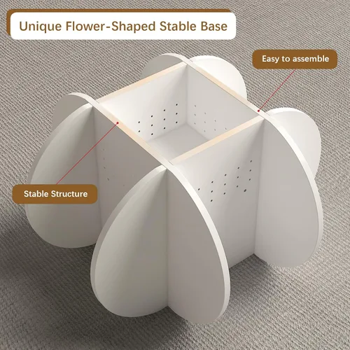 Miniatura 3 de HedoAjim Mesa de centro redonda LED con parte superior de cristal, mesa central con almacenamiento para sala de estar, espacios pequeños, oficina