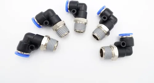 Miniatura 33 de Empuje para conectar conexión de tubo de 1/4" OD x 1/8" rosca NPT macho, codo neumático macho de aire línea de agua de aire de 90 grados codo