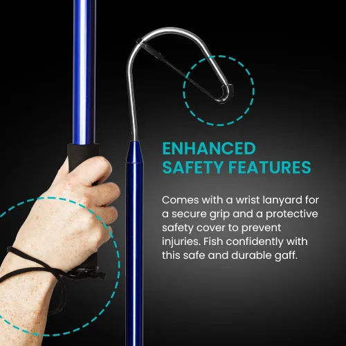 Miniatura 7 de GAFFER SPORTFISHING Aluminum Fish Gaff Hook Lightweight Fishing Pole with Sharp Stainless Steel Spear Hook Ergonomic Foam Grips, Secure Lanyard