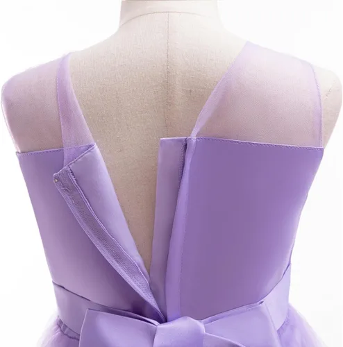 Miniatura 16 de Vestido formal para niña de flores, vestido formal para fiesta de cumpleaños, boda, bordado floral, vestidos de satén de tul para niños de 2 a 12