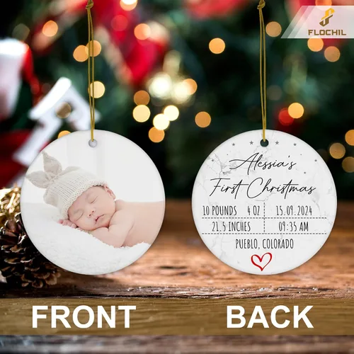 Miniatura 5 de FLOCHIL Adorno personalizado para la primera Navidad del bebé 2024 para niña, adorno personalizado de primera Navidad para bebés 2024 con nombre