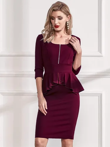 Miniatura 3 de Miusol - Vestido de mujer estilo retro con cuello cuadrado y volantes
