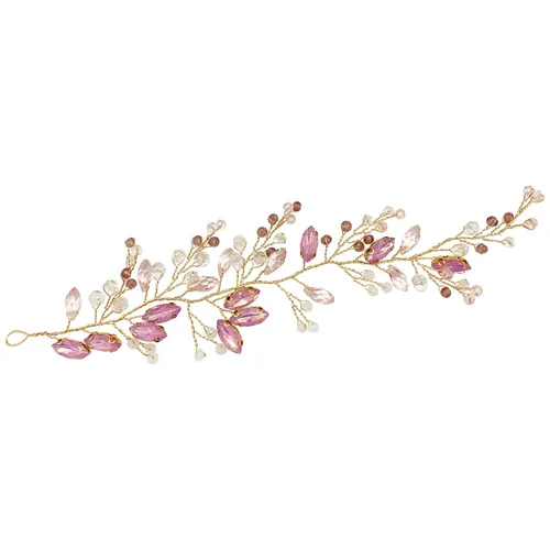 Miniatura 3 de Tocado de cristal de ópalo rosa para boda, novia, diamantes de imitación, accesorios para dama de honor, mujeres y niñas