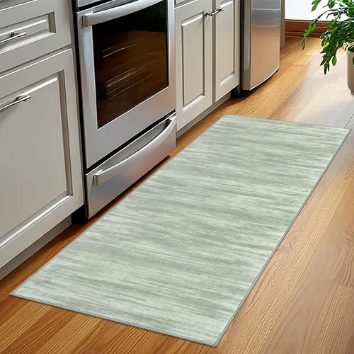 Miniatura 3 de KOZYFLY – Alfombra de pasillo moderna y lavable de diseño abstracto verde, 2 x 5 pies, antideslizante, suave y de pelo corto, ideal para cocina