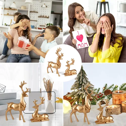 Miniatura 6 de Estatua de Adorno de Reno, Decoración Navideña de Reno, Regalos de Ciervo para Mujeres, Regalos para Mamá, Adornos de Ciervo Aplicables