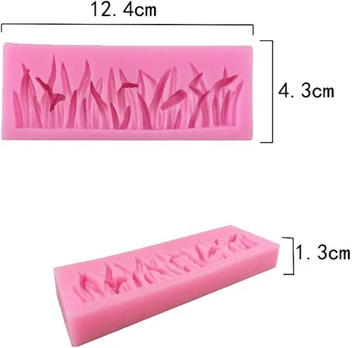 Miniatura 4 de Juego de 2 moldes de silicona para fondant de hierba verde y jardín, molde de pasta de goma de chocolate, herramienta de decoración de bordes