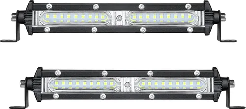 Miniatura 8 de Barra de luces antiniebla LED azul ultra delgada de una sola fila para conducción todoterreno, 2 unidades, 7 pulgadas, impermeables, luces