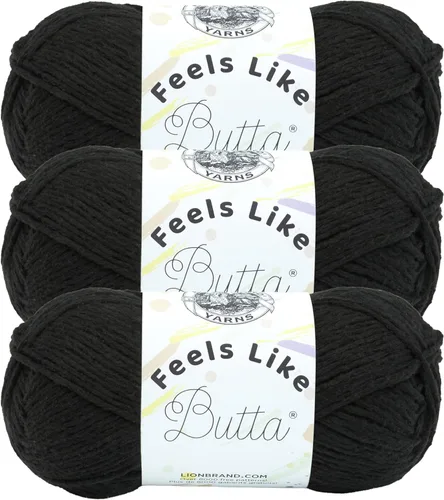Miniatura 26 de Lion Brand Yarn - Hilo Feels Like Butta, hilo aterciopelado suave para tejer y hacer ganchillo, paquete de 1, Negro