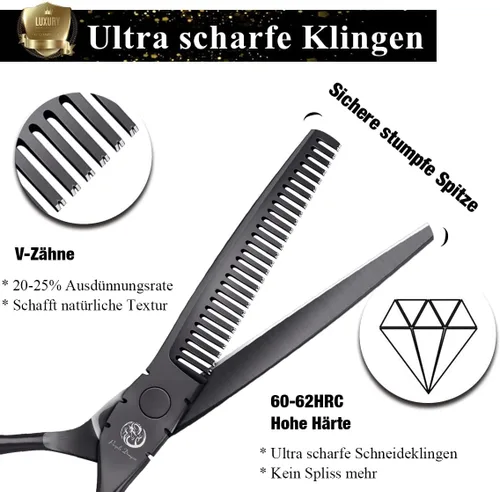 Miniatura 3 de Purple Dragon Profesional de Japón Juego de Tijeras de Peluquería 440C para Salón de Corte y Tijeras de Adelgazamiento para Barbería con Bolsa