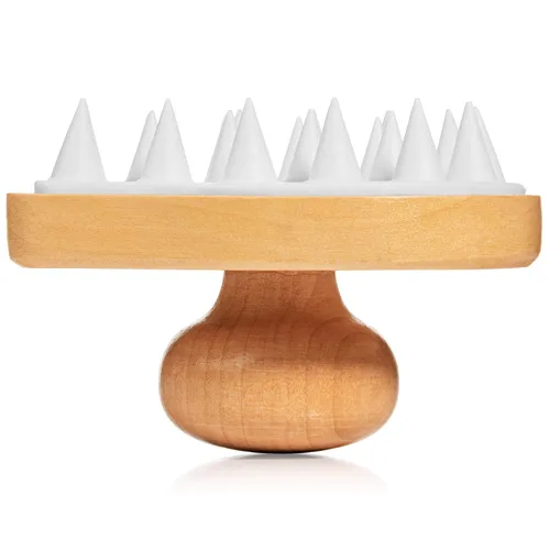 Miniatura 3 de GranNaturals Cepillo limpiador de champú de madera, masajeador de cuero cabelludo de ducha para hombres y mujeres, exfoliante de cabeza con cerdas