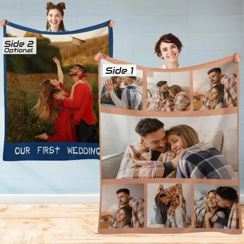 Miniatura 15 de M YESCUSTOM Manta personalizada con imagen y texto, manta personalizada de collage de fotos, mantas de vellón personalizadas para regalo de 1 imagen
